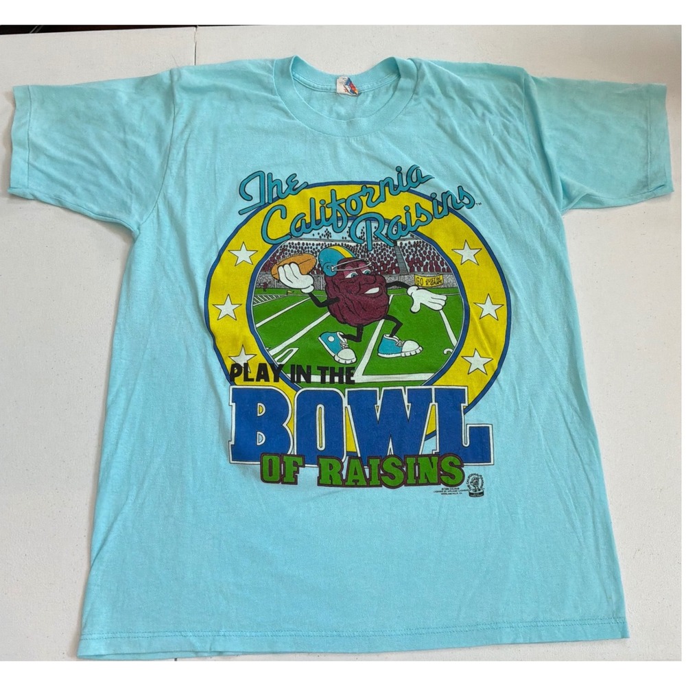 Vintage 1988 California Raisins Bowl of Raisins T-Shirt Sun Sportswear Blue L
